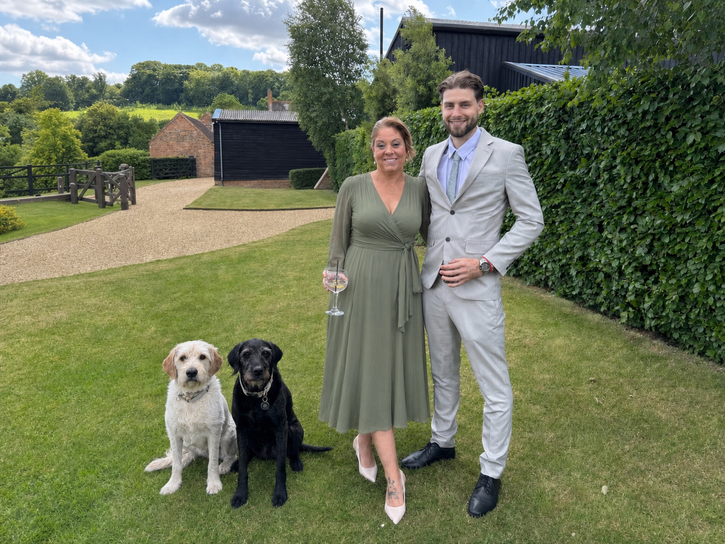 Amanda Wright and Aiden Wright with their dogs