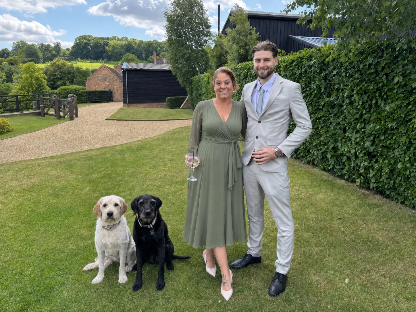 Amanda Wright and Aiden Wright with their dogs